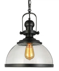 Industrial Nautical Glass Pendant Light 13.5 Inch Transparent Clear Ceiling Chandelier Hanging Fixture Black Finish