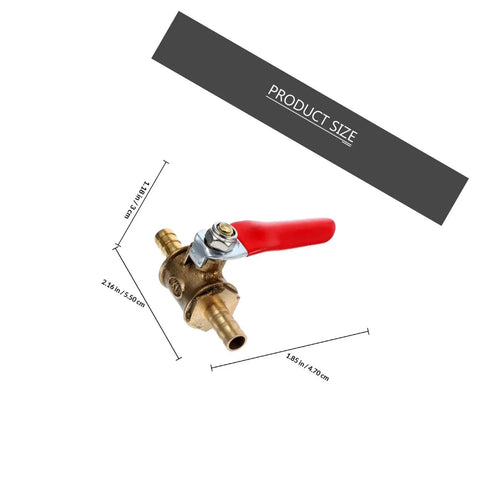 Kickass 2Pcs Copper Ball Valve 6MM Fittings With Red Handle Hella Tough Air Pump and irrigation shut off valve with dimensions.