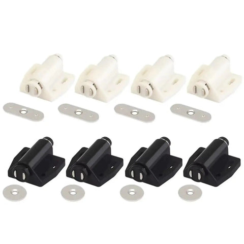 16 Pieces Magnetic Push To Open Cabinet Latches for Easy Breezy Wardrobe Doors Rebound Magnet with Strong Hold No Tools Required, black and white
