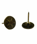 Hardcore Upholstery Tacks And Furniture Nails 100 Pack Heavy Duty Decorative Hardware Big Time Upgrade For DIY Restorations Solid Antique Brass star design decorative tacks.