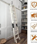 Heavy Duty Carbon Steel Sliding Ladder Track Kit With 19.7 Foot Telescopic Rail And Pulleys For Library And Home Use