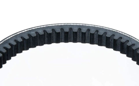 Close-up of AX44 Raw Edge Industrial V Belt, 46 Inch Outside Circumference, showing radial cog design for efficiency.