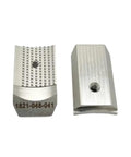 BXT4-19 Tooth Plate Gripper Spare Part 1821.048.041 For Battery Powered Plastic Strapping Tool Wrapping Machine Replacement Durable High Quality Part For Easy Install Plug And Play Compatibility And Reliable Strapping Performance. Metal gripper tooth plate, front and back view, with screw hole