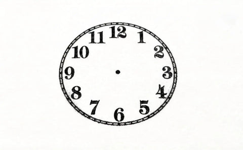 Zero Fuss Self Inking Craft Stamp Showing A Vintage Blank Clock Dial Design For Scrapbooking And Journal Projects That Amps Up Your Creative Flow With Super Clean Prints Every Time - vintage clock dial with Arabic numerals