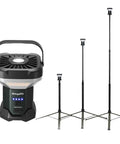 Telescoping Camping Light With 3200 Lumens LED Lantern, 8000mAh Battery, shown with adjustable height stand.