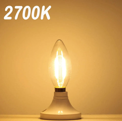 E14 European Base LED Filament Edison Bulb 2W Warm White 2700K Non Dimmable Four Pack For 85 To 265V AC Compatibility Vintage Edison Vibe Lighting Great For Living Room Decor bulb lit on a stand