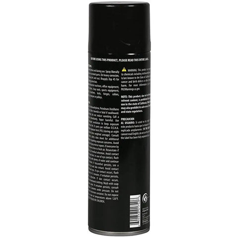 Back view of 17 oz can of Penetrating Lubricant For Metal Moving Parts, Heavy Duty Oil That Slips In To Reduce Friction, Non Flammable Formula