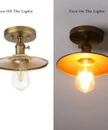 Vintage E26 Ceiling Light Fixture With Flat Metal Shade Hanging Pendant Semi Flush Mount Industrial Edison Style On and Off
