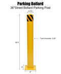 Beefy Yellow Bolt Down Safety Bollard Post 36 Inch Steel Barrier Pillar With 4 Free Anchor Bolts High Visibility Road Guard.