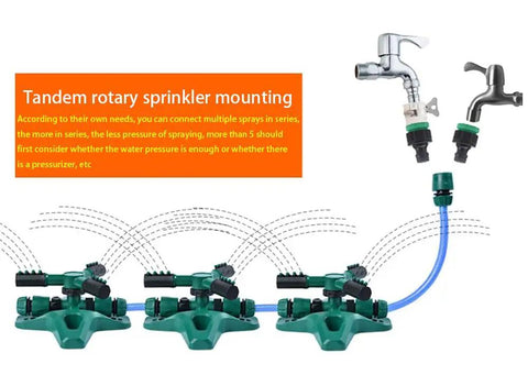 360 Degree Rotating Garden Sprinkler For Yard And Lawn, Automatic Sprinkler With Wide Area Coverage, Easy Hose Hookup