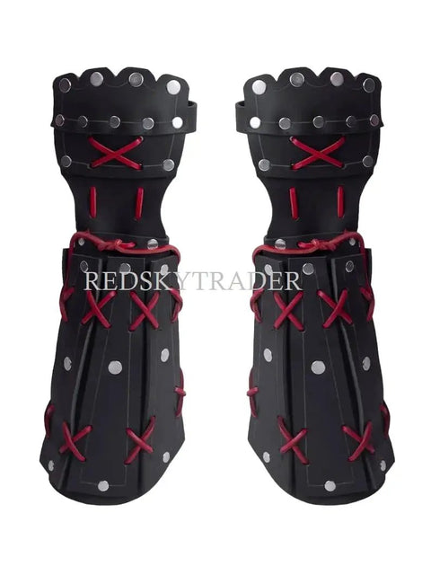 Studded Leather Arm And Leg Armor For Larp And Medieval Faire Cosplay Gear Viking Knight Steampunk Fantasy Unisex Black Armor Set