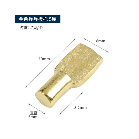 Heavy Duty Cabinet Shelf Clips 50pcs Set For Laminate Shelves Durable Furniture Hardware Brackets shown in gold color