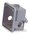 Gray Weatherproof Back Box Housing Accessory for Outdoor Use Cast Aluminum with Neoprene Gasket Rugged Mounting Lugs Conduit Taps