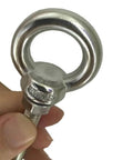 4 Pack M8 Stainless Steel Eye Bolts With Washers And Nuts, close-up of beefy heavy duty ring eyebolt, 20mm ring diameter.
