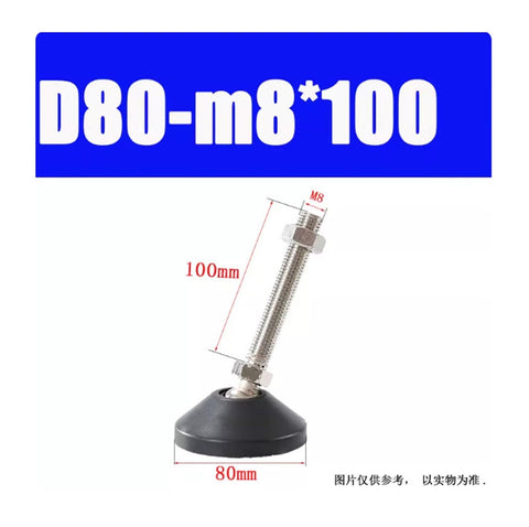 Bulletproof Nylon Adjustable Leveling Feet With Swivel Base And Flexible Joints For Unshakeable Stability Wear Resistant Build That Locks Tight Across Every Standard Thread Size From M8 To M24, 100mm height, D80 base, nylon material showing M8 threading.