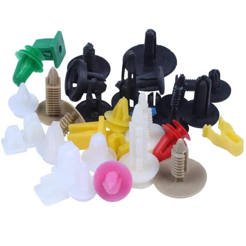 Universal Car Fastener Clips Kit 100 Pcs Pack For Door Panels Bumpers Fenders And Interior Trim, assorted plastic push clips