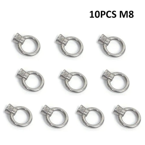 M8 Ring Shape Lifting Eye Nut 304 Stainless Steel Threaded Nut Fastener 10 Pack Coarse Pitch 1.25mm