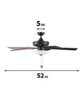 Montlake 52 Inch Bronze Ceiling Fan With Bowl Light Dope LED Bulbs Included Quiet Reversible Motor With 3 Speeds Dual Blades