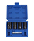 Half Inch Drive Impact Bolt Nut Extractor Set 5 Piece Locking Wheel Lug Nut Remover Kit 17mm 19mm 21mm 22mm Twist Socket Tool Set in case