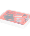 17Pcs Carbon Steel Hardware Tools Set in case, visible hammer, wrench, and pliers for home and auto repairs, rugged hand tool kit.