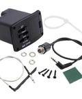 Two Band EQ Ukulele Piezo Pickup Preamp Tuner System for Ukulele and Mini Guitar with Volume Control shown with accessories