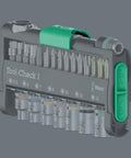 Go-To 38 Piece Tool Set With Zyklop Mini One Quarter Inch Bit Mounting, compact case, green locking components visible