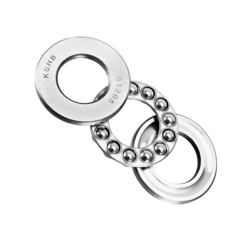 Thrust ball bearings set, chrome steel ABEC3, 25x47x15 mm, 2 pcs, front view