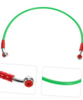Flexible Brake Line Hose for Motorcycles, Scooters and Dirt Bikes, green with red fittings, 0.6m