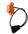 Top Rated Speed Sensor Encode For Excavators: Heavy Duty Forklift engine speed tracking device with orange casing and black connectors.