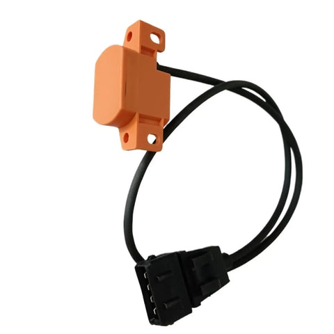 Top Rated Speed Sensor Encode For Excavators: Heavy Duty Forklift engine speed tracking device with orange casing and black connectors.