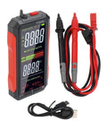 FS899L All In One Digital Multimeter with auto ranging, displayed with probes and a USB charging cable, compact and DIY friendly.