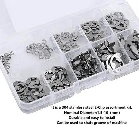 120Pcs 10 Size 304 Stainless Steel E Clip Assortment Kit With External Retaining Snap Rings Circlips For 1.5 To 10 Mm In Durable Plastic Storage Box Pro Grade Shop Must Have