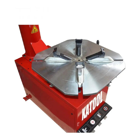 Industrial Grade Tire Changer And Wheel Balancer Combo With Two Horsepower Bead Blaster And Hardened Alloy Steel Jaws top view of steel jaws and base