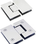 Rock Solid 180 Degree 304 Stainless Steel Glass Door Hinges Two Pack heavy duty connectors for shower, polished finish.
