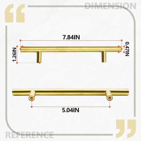 Dimensions of 12 Pack 8 Inch Gold Cabinet Pulls With 5 Inch Center Holes Stainless Steel Modern Brushed Finish Ideal For Kitchen Cabinets