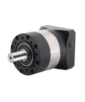 Kickass Heavy Duty Planetary Gearbox With Seamless Round Flange Design And Drop In Install For 110 To 180 Mm Servo Motors with silver and black finish.