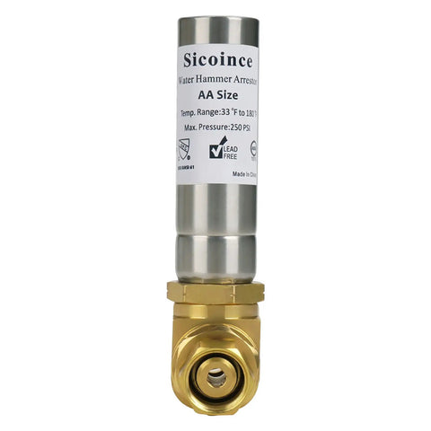 Water Hammer Arrestor For Dishwashers And Toilets Three Eighth Inch Male To Three Eighth Inch Female Compression Stop Pipe Bang And Noise No More Vibration Easy Install Lead Free Brass Tee And Stainless Steel 304 Piston Inside