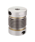 Premium GRC 55X72 Flexible Bellows Shaft Coupling with aluminum hubs and metal bellows body, 22mm shaft size, precision engineering.