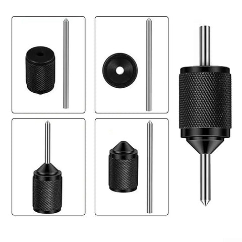 Transfer Center Aligner Punch Set With Hardened Steel Punches, showing various angles and details of both punch sizes.
