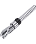 Top Bearing Flush Trim Router Bit With Tungsten Carbide Head And 1/4 Inch Shank, showing polished finish and sharp cutting edge.