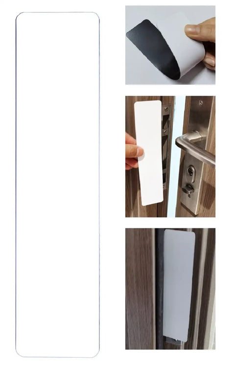 Instant Magnetic Door Lock Strips For Frames Quick No Fuss Lockdown Security Bar System For Schools And Offices High Density Magnets Flexible Installation Easy Emergency Lockdown Solution For Safer Entrances, showing application on door frame.