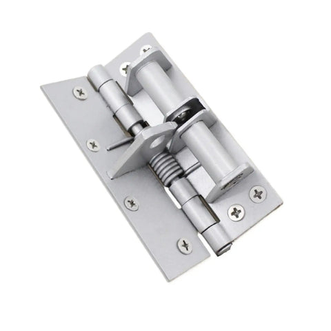 Heavy Duty 3 In 1 Automatic Door Closer with Built In Spring and Invisible Mounting in metal showing 90 Degree Hold Open Function.
