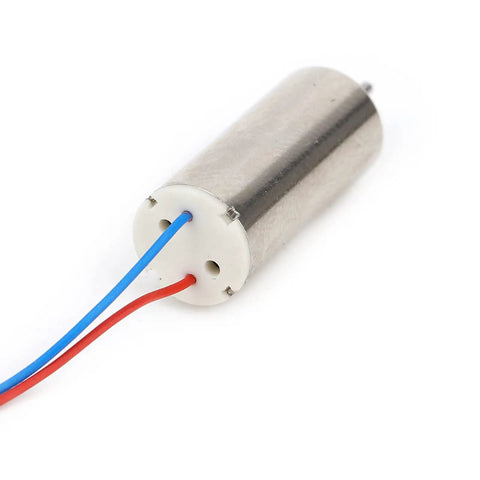 Close-up of Two Pack 8520 Hollow Cup Drone Motors Three To Five Volt Power With Zero Point Fifteen Amp Current for drones with wires attached