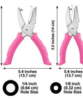 Dual Size Paper Hole Punch Set With Pink Soft Grip Handles, One Quarter Inch And One Eighth Inch Punches For Home Office And DIY Crafts
