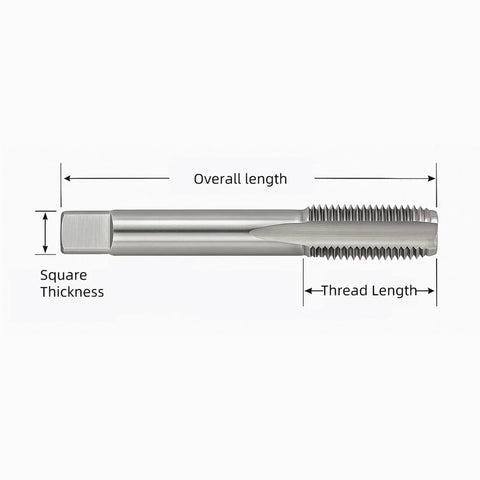 5/8-18 Inch HSS Tap And Die Set With GCr15 Alloy Steel Hex Die For Right Hand Thread Repair in metalworking, tap dimensions shown