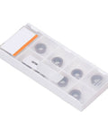 10 Piece Carbide Turning Insert Set For CNC Lathe Milling Machine Tools in a clear storage box with compact design.