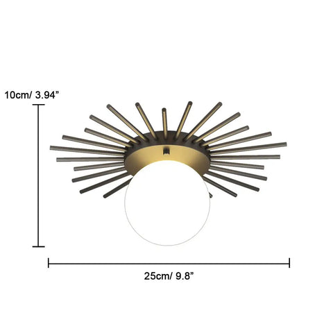 Semi Flush Ceiling Light Fixture 1 Light Brushed Brass Finish With White Glass Shade Cool Modern Look