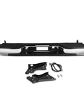 Rear step bumper for Silverado/Sierra 99-06 1500 and 99-04 2500, chrome/black with license plate lights and brackets