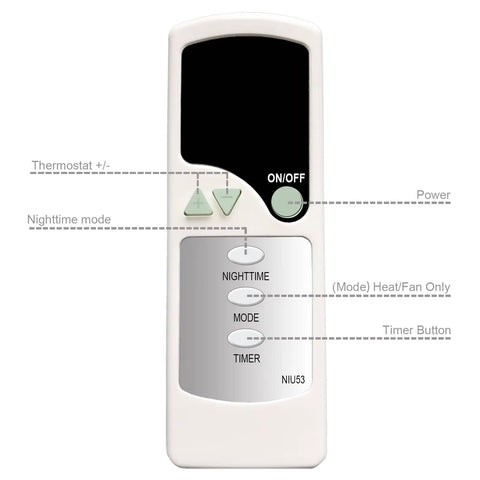 Score Big With This Replacement Remote Control For Space Heaters Featuring Smooth Wireless Link Fast Temperature Swaps And Rock Solid Timer Modes Great Fit For Modern Auto Climate Units Keeps Rooms Cozy Without Fuss Runs On Standard AAA Battery Pack
