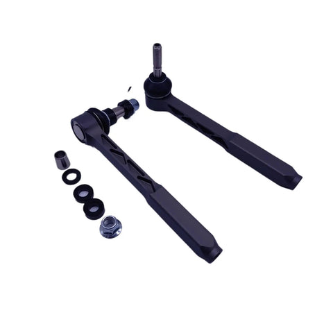 Adjustable Outer Tie Rod Ends Kit Beefed Up Forged Steel And Heim Joint Bearings For Porsche 996 997 Bump Steer Correction, showing threaded ends, bushings.